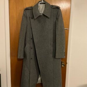 Vintage Gray Trench Coat for Men Size 38